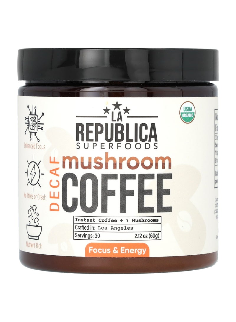 Mushroom Coffee, Instant Coffee + 7 Mushrooms, Decaf, 2.12 oz (60 g)